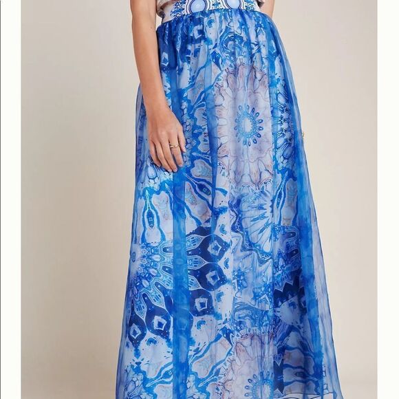 New Anthropologie Siddhartha Bansal Swetha Silk Maxi Skirt Large #024 - Picture 4 of 4